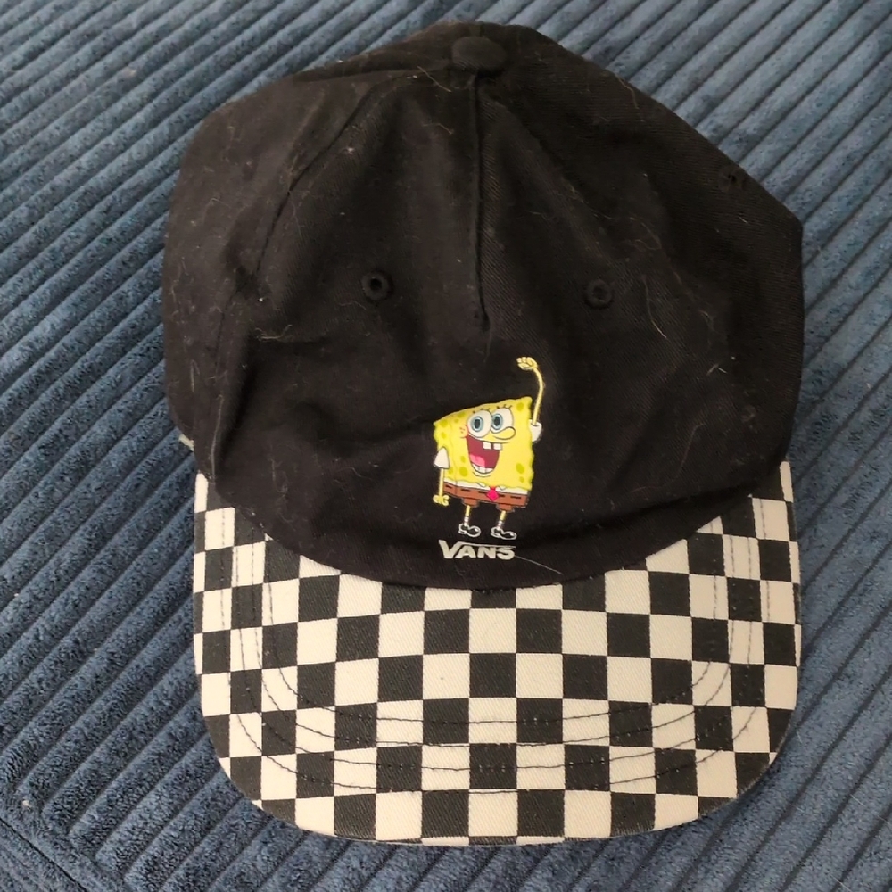 Vans Black and White Checkered Cap with Cartoon Design